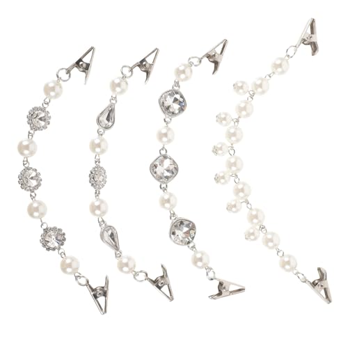 CONGARTENO 4 Stück Vintage Pullover Clips mit Perlen Kragenspangen für Strickjacken und Mäntel Stilvolle Broschen Clips für Offene Jacken und Cardigans Modische Kleidung Accessoires für Damen von CONGARTENO