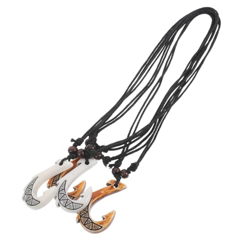 CONGARTENO 4-teilige Halskette Mit Maori-fischhaken-anhänger: Modischer Statement-schmuck Aus Kunstharz – Vintage-halskette Im Tribal-stil Für Männer Und Frauen von CONGARTENO