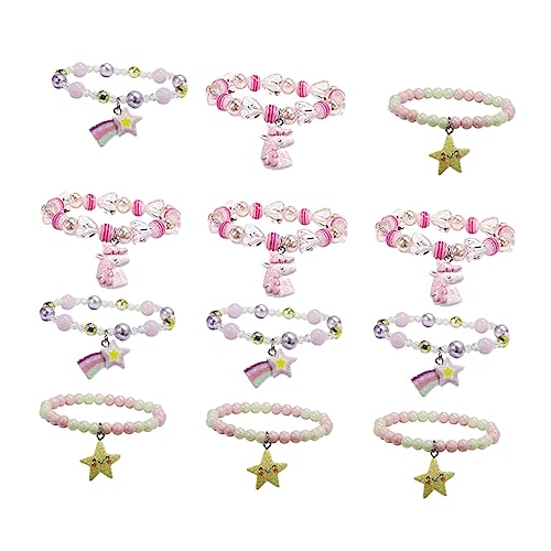 CONGARTENO 4Sätze Elastische Perlenarmbänder für Mädchen Kinderfreundliche Plastikarmbänder Schmuckset für Kleine und Strapazierfähig und Farbenfroh von CONGARTENO