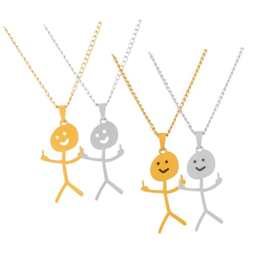 CONGARTENO 4stücke Holzanzünder Anhänger Halskette Für Herren Goldfarbene Doodle Anhänger Kette Aus Edelstahl Langlebige Und Lichtechte Schmuck Für Jeden Anlass von CONGARTENO
