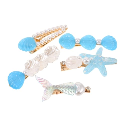 CONGARTENO 5 Stück Teiliges Kleine Haarspangen mit Muschel Sternmotiv Seitliche Stirnfransen-Haarklammern Dekorative Entenschnabel-haarclips für Damen Vielseitig für Strandpartys und von CONGARTENO