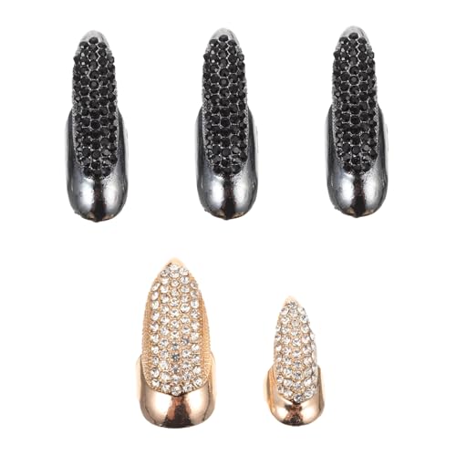CONGARTENO 5 Stück Teiliges Punk Joint Rings Finger und Handringe mit Strass Langlebiger Schmuck Stilvolle Nagelring Dekoration für Damen Geeignet als zu Geburtstag und Feiertagen von CONGARTENO