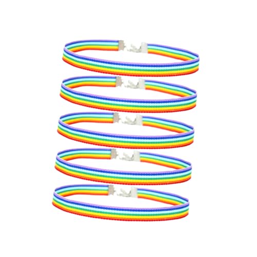 CONGARTENO 5 Stück Teiliges Regenbogen Band Halskette Schlüsselbein Kette Modisches Schmuckaccessoire für Damen Mädchen Party Urlaub von CONGARTENO