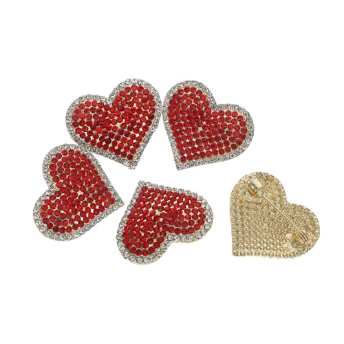CONGARTENO 5stücke Herzförmige Brosche Mit Strasssteinen in Rot Aus Legierung Für Damen Mantel Und Schalschmuck Valentinstag Und Hochzeitsaccessoires von CONGARTENO
