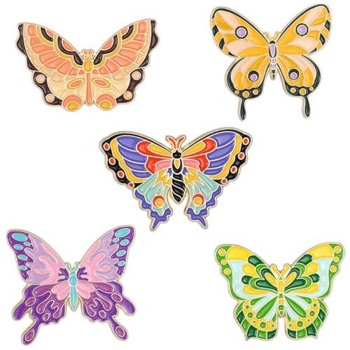 CONGARTENO 5 Stück Teiliges Set Bunte Schmetterling Anstecknadeln aus Legierungs Emaille Tierbroschen für Damen Langlebige Hautfreundliche Schmuck Broschen zur Dekoration von Kleidung Taschen von CONGARTENO
