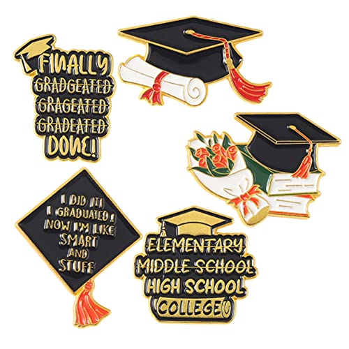 CONGARTENO 5 Stück Teiliges Set Graduierungsbroschen Kreative Metall Anstecknadeln für Kleidung Hüte und Anzüge Ästhetische Broschen für Absolventen Langlebig und Vielseitig von CONGARTENO