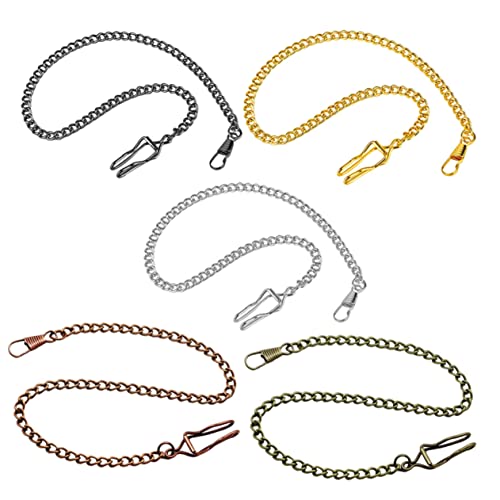 CONGARTENO 5 Stück Teiliges Set Vintage Uhrenketten Metall Lange Taschenuhrketten mit Clip Robuste und Stilvolle Zubehörteile für Herren und Damen Ergänzung für Formelle und Outfits von CONGARTENO