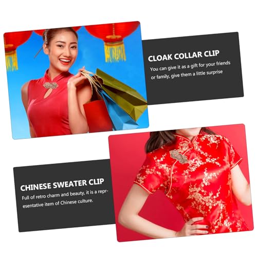 CONGARTENO 5 Stück Teiliges Vintage Cardigan Clips Metallverschluss für Umhang Schal Kragen Chinesischer Stil mit Retro Muster Vielseitig für Strickjacke Cape Schal und Kleidungsfixierung von CONGARTENO