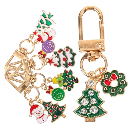 CONGARTENO 5 Stück Teiliges Weihnachts-schlüsselanhänger Verschleißfestem Metall mit Cartoon-christbaum Schneemann und Weihnachtsmann als Weihnachtsdeko Diy-schmuck und Geschenkaccessoire von CONGARTENO