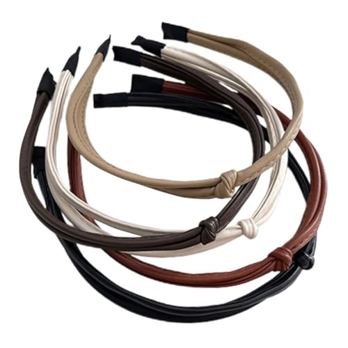 CONGARTENO 5stücke Dünne Damen Stirnbänder Aus Kunstleder Geknotet Rutschfest Modisches Haar Styling Zubehör Für Frauen Und Mädchen von CONGARTENO