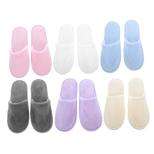 CONGARTENO 6 Paar Wiederverwendbare Gäste Hausschuhe Aus Waschbar Geschlossene Zehenpartie Reise Fleece Hotelgebrauch Spa Gäste Korallenzimmer Mit Rutschfestem Design – Für von CONGARTENO