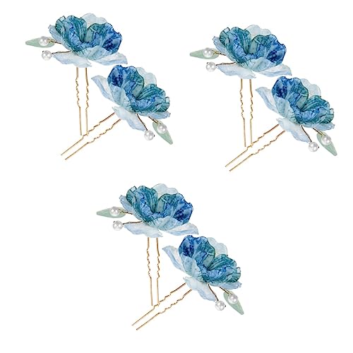 CONGARTENO 6stücke Förmige Haarnadeln Mit Blauen Blumen Hochzeit Haarschmuck Für Bräute Elegante Haarclips Für Feiern Partys Und Besondere Anlässe von CONGARTENO