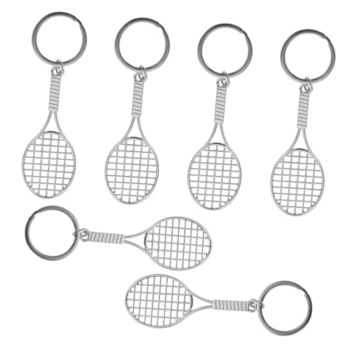 CONGARTENO 6stücke Teiliges Tennis Schlüsselanhänger Für Männer Mini Tennisschläger Und Tennisball Schlüsselring Für Tennisliebhaber Und Sport-Fans von CONGARTENO