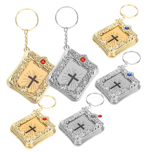 CONGARTENO 6 Stück Kleine Bibel Schlüsselanhänger Anhänger Christlich als für Frauen und Dekorativer Anhänger für Taschen und Schlüsselbund in Gold und Silber von CONGARTENO