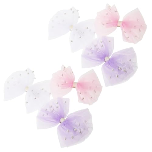 CONGARTENO 6 Stück Mädchen Haarschleifen aus Weichem Tüll mit Elastischem Band Bunte Schleifen Haarspangen für Neugeborene und Kleinkinder Hautfreundlich Rutschfest für Geburtstag und Alltag von CONGARTENO