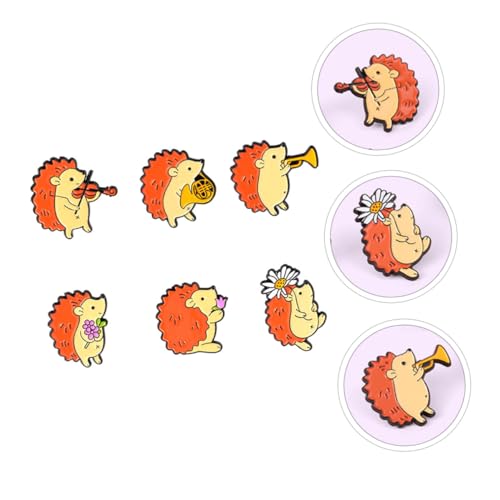 CONGARTENO 6 Stück Teiliges Cartoon Igel Broschen aus Langlebiger Legierung mit Sicherem Verschluss Niedliche Anstecknadeln für Kleidung Taschen Rucksäcke und Hüte Bunte Tierische von CONGARTENO