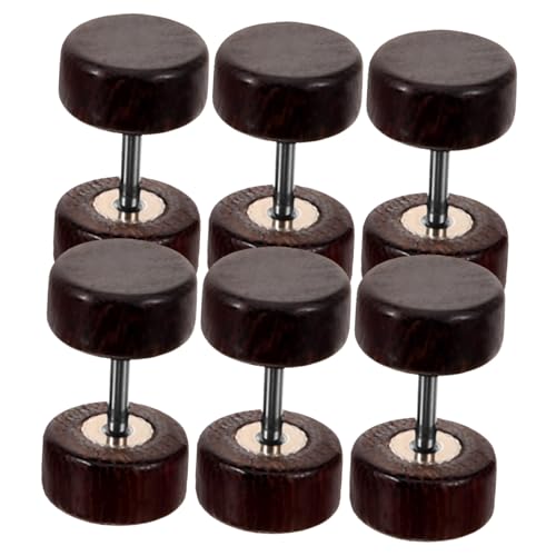 CONGARTENO 6 Stück Teiliges Herren Ohrstecker Holz und Edelstahl Holz Dummy Plugs Ohrschmuck Trendiges Design für Alltag und Besondere Anlässe von CONGARTENO