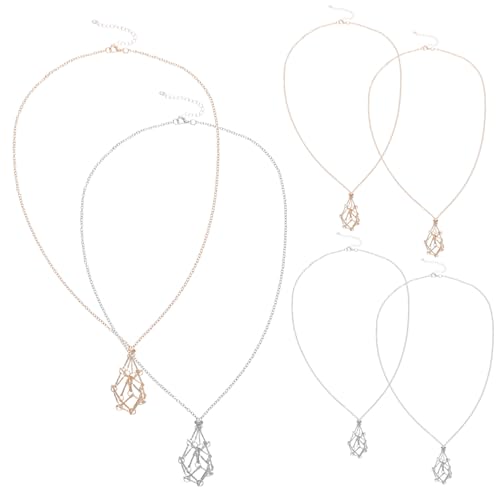 CONGARTENO 6 Stück Teiliges Kristallanhänger mit Verstellbarem Metallkäfig Leerer Edelsteinhalter für Damen Ketten mit Natürlichem Rohkristall für DIY Schmuck und Valentinstagsgeschenk von CONGARTENO