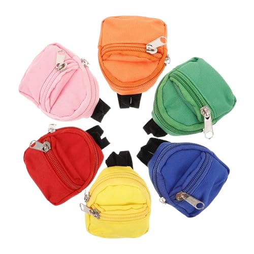 CONGARTENO 6 Stück Teiliges Mini Puppen Rucksack aus Canvas Kleiner Schulrucksack mit Reißverschluss Leichter und Strapazierfähiger Puppentaschen Anhänger für Mädchen Farbenfrohes Zubehör für von CONGARTENO