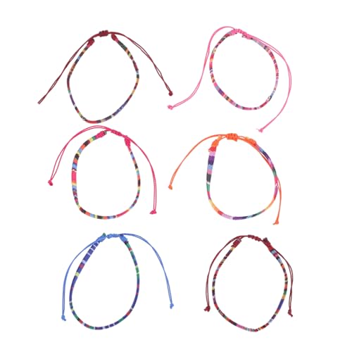 CONGARTENO 6 Stück Teiliges Verstellbare Boho Fußkettchen aus Geflochtenem Baumwollgarn Bunte Freundschaftsarmbänder für Damen und Herren Leichtes Strand und Alltagsschmuck von CONGARTENO
