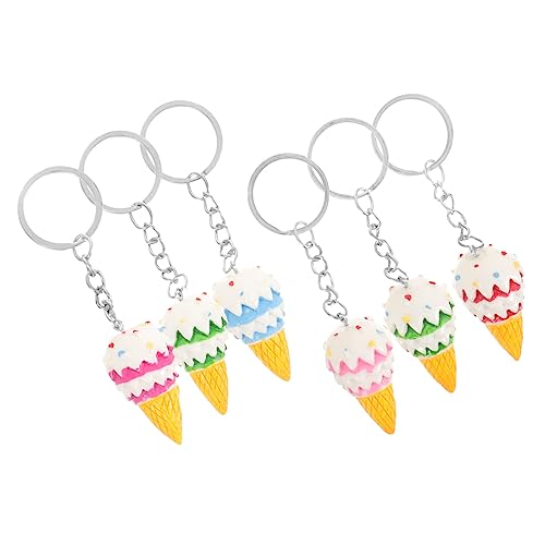CONGARTENO 6stücke Eiscreme Schlüsselanhänger Simuliertes Eiscreme Anhänger- Kreativer Schlüsselanhänger-Ornament Stilvoller Anhänger Für Tasche Handy Autoschlüssel Perfektes Für von CONGARTENO