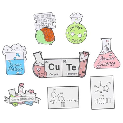 CONGARTENO 8 Stück Teiliges Emaille Broschen Laborgeräte Anstecknadeln Wissenschaftliche Kleidung Schmuck Damen für Party Alltag Kostüm Zubehör von CONGARTENO
