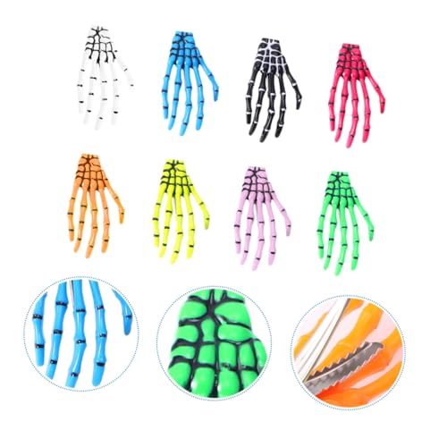 CONGARTENO 8 Stück Teiliges Haarschmuck Skelett Hand Haarspangen Kunststoff Haarklammern Fluoreszierend Halloween Dekoration für Frauen Mädchen von CONGARTENO