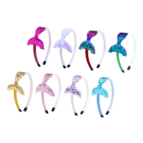 CONGARTENO 8 Stück Teiliges Meerjungfrauen stirnband mit Funkelnden Pailletten und Eleganten Kunstperlen Leichter Haarschmuck für Mädchen für Partys Cosplay und Alltag Rutschfest und von CONGARTENO