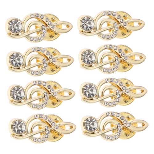 CONGARTENO 8 Stück Teiliges Musiknoten mit Funkelnden Strasssteinen Sichere Anstecknadeln Leichter Stil Stilvolle Anstecknadeln für Anzüge Kleider Schals für Hochzeiten und Partys von CONGARTENO