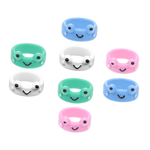 CONGARTENO 8 Stück Teiliges Niedliche Frosch fingerringe aus Kunststoff Ergonomisch Geformte Damen Ringschmuck Glatte Oberfläche Modische Fingerdeko Bequem und Hautfreundlich für Alltag und von CONGARTENO