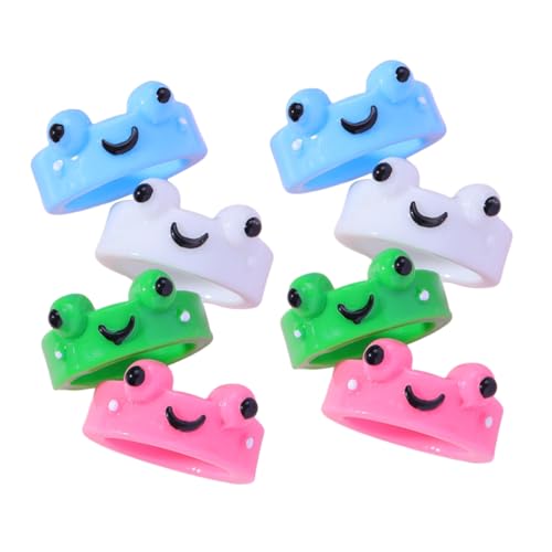 CONGARTENO 8 Stück Teiliges Resin Frosch Ringe Bunte Niedliche Tierdesigns Verstellbare Finger und Knöchelringe Damen Schmuck für Party Alltag und Zufällige Farbe Zufällige Farbe von CONGARTENO