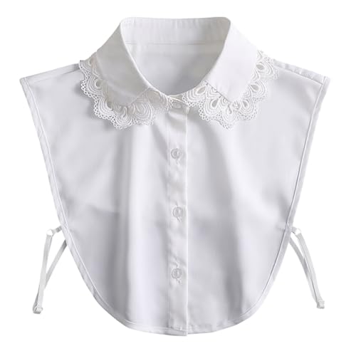 CONGARTENO Abnehmbarer Damen Fake Kragen Weiß Spitzen Halbshirt Kragen Modischer Bubikragen Dekorativer Einsatz für Bluse Pullover Kleid Leichtes Design für Alltag und Party von CONGARTENO