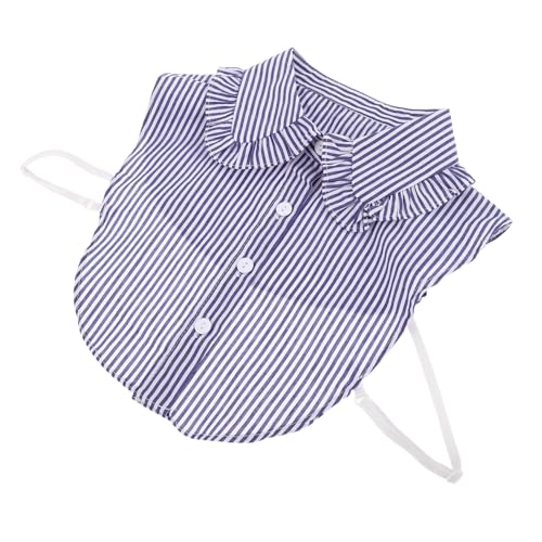 CONGARTENO Abnehmbarer Damen Krageneinsatz mit Rüschen Blau Gestreifter Fake kragen Halbe Blusen einlage Zeitersparnis und Stil für Büro und Alltag von CONGARTENO