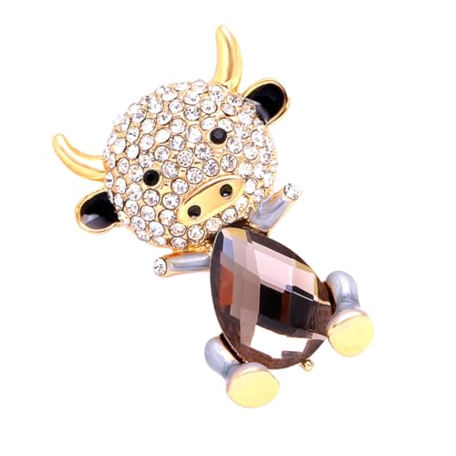 CONGARTENO Alloy Brooch Damen Anstecknadel Niedliche Kattle Form Tropfen Öl Design Strass Schmuck Kleidung Accessoire für Schal Mantel Tasche von CONGARTENO