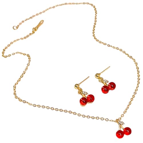 CONGARTENO Anhänger Schmuckset für Frauen Halskette und Ohrstecker Versilbertes Design Modisches Frucht Set für Alltag und Besondere Anlässe von CONGARTENO