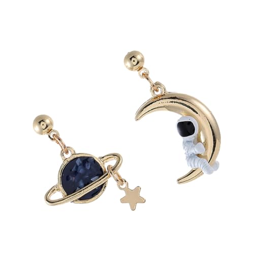 CONGARTENO Asymmetrische Damen Ohrstecker Mond Planet Design Farbenfrohe Fashion Ohrclips Langlebige Ohrschmuck mit Feiner Verarbeitung Leicht und Vielseitig für Alltag und Reise von CONGARTENO
