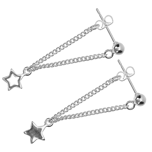 CONGARTENO Asymmetrische Silber Stern Tropfen Ohrringe für Damen und Mädchen Modische Lange Ohrstecker mit Sternanhänger für Alltag und Besondere Anlässe von CONGARTENO