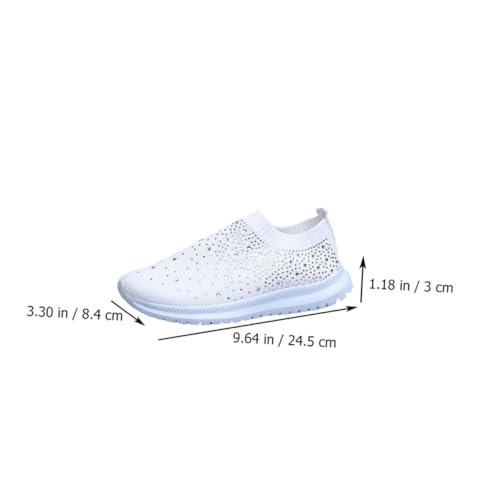 CONGARTENO Atmungsaktive Damen Sportschuhe mit Netzgewebe rutschfeste Stoßdämpfende Sohle Leichter Sommer Sneaker mit Stabilem Absatz für Alltag Sport und Freizeit Weiß von CONGARTENO