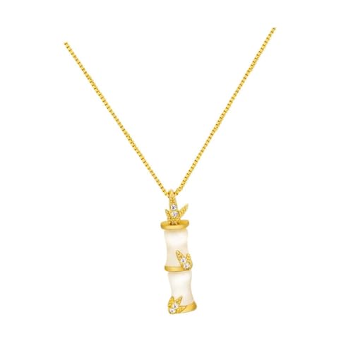 CONGARTENO Bambusglieder Anhänger Halskette aus Metall Leichte Damenkette mit Schlichtem Design für Party Reise Strand und Festival Schmuckdekoration von CONGARTENO
