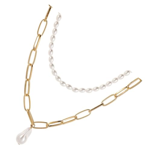 CONGARTENO Barocke Perlenkette mit Anhänger Langlebige Legierung Halskette Elegante Clavicle Chain für Damen Modisches Schmuckgeschenk zu Geburtstag und Hochzeit von CONGARTENO