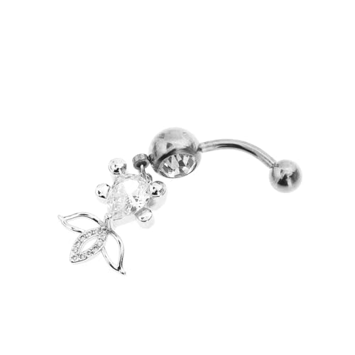 CONGARTENO Bauchnabelpiercing Goldfisch Charm Zirkonia Bauchnabelring Glitzernde Bauchnabel Schmuck für Festivals und Besondere Anlässe Silberschmuck für Damen und Mädchen von CONGARTENO