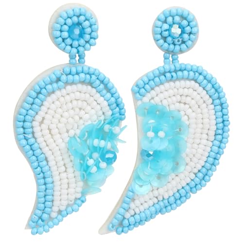 CONGARTENO Beaded Herz Ohrhänger Damen Ohrringe Handgefertigt Asymmetrisch Blumen Design Modisch Strand Geburtstag Hochzeit Valentinstag Schmuck von CONGARTENO