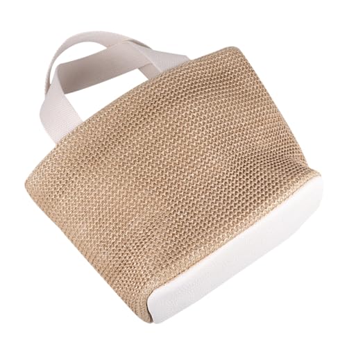 CONGARTENO Beige Geflochtene Damen Handtasche aus Robustem Material Vintage Strandtasche für Sommer Outdoor Reise und Freizeit Stilvolle Gewebte Strandtasche mit Großzügigem Fassungsvermögen von CONGARTENO