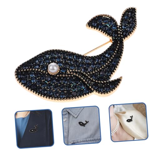 CONGARTENO Blaue Strass Wal Brosche Damen Anstecknadel Tier Schmuck Eleganter Anzug Pin Geschenk für Frauen Valentinstag Weihnachten Party Accessoire von CONGARTENO