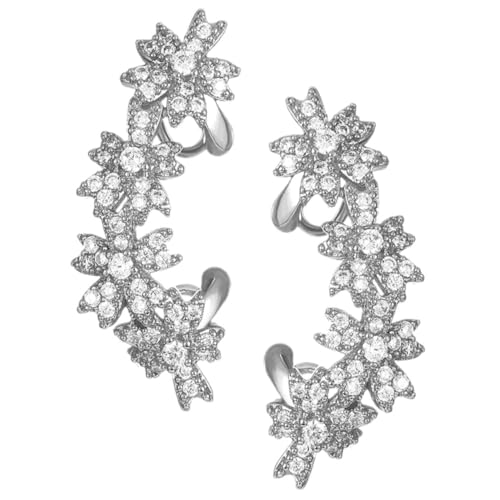 CONGARTENO Blumen Ohrringe Ohrclips Damen nicht Piercings Leichter Eleganter Knorpel Ohrclip mit Funkelnden Kristallen Modischer Ohrschmuck für Party Hochzeit für Frauen von CONGARTENO