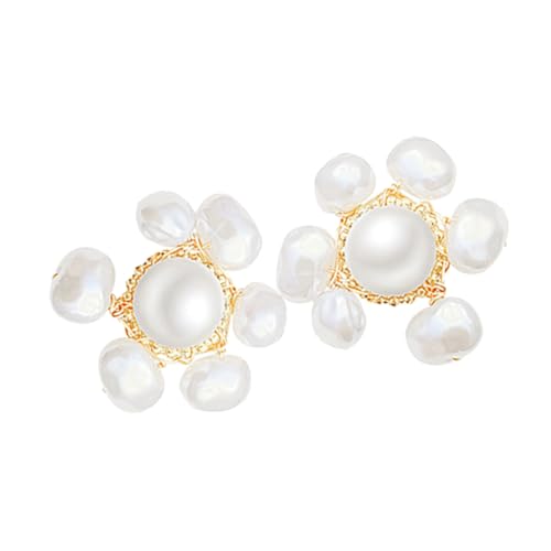 CONGARTENO Blumen Ohrstecker Damen Perlen Ohrhänger Modisch Elegant Leicht Kombinierbar Für Alltag Und Festtage von CONGARTENO