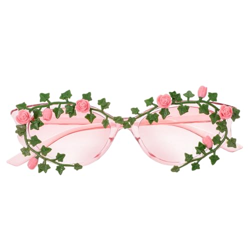 CONGARTENO Blumenförmige Sonnenbrille Damen Unisex Modisch Glamourös Glänzend Partybrille Auffällig Vielseitig für Strand Festivals und Alltag von CONGARTENO