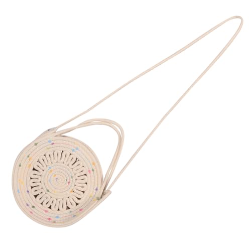 CONGARTENO Boho Crossbody Umhängetasche Damen Mini Bag aus Baumwollseil Handgefertigte Geflochtene Umhängetasche mit Rundem Design Leichte Sommer Strandtasche für Alltag und Reisen von CONGARTENO