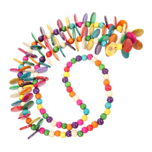 CONGARTENO Boho Lange Bunte Perlenkette Damen Statement Halskette Kokosnuss Shell Anhänger Modischer Kleidungsschmuck für Hawaii Party und Alltag von CONGARTENO