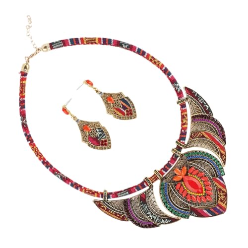 CONGARTENO Boho Ohrringe und Lange Kette Damen Schmuckset Ethnischer Stil mit Farbenfrohem Anhänger Damen Modeschmuck für Hochzeit Party Abschlussball und Alltag von CONGARTENO